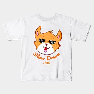 Slow down a little ginger cat with sunglasses Kids T-Shirt